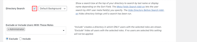 enable directory search user roles