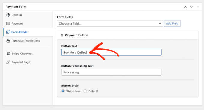 在 WordPress 中向您的可选付款表单添加按钮标签