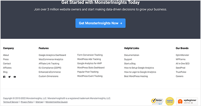 MonsterInsights 页脚