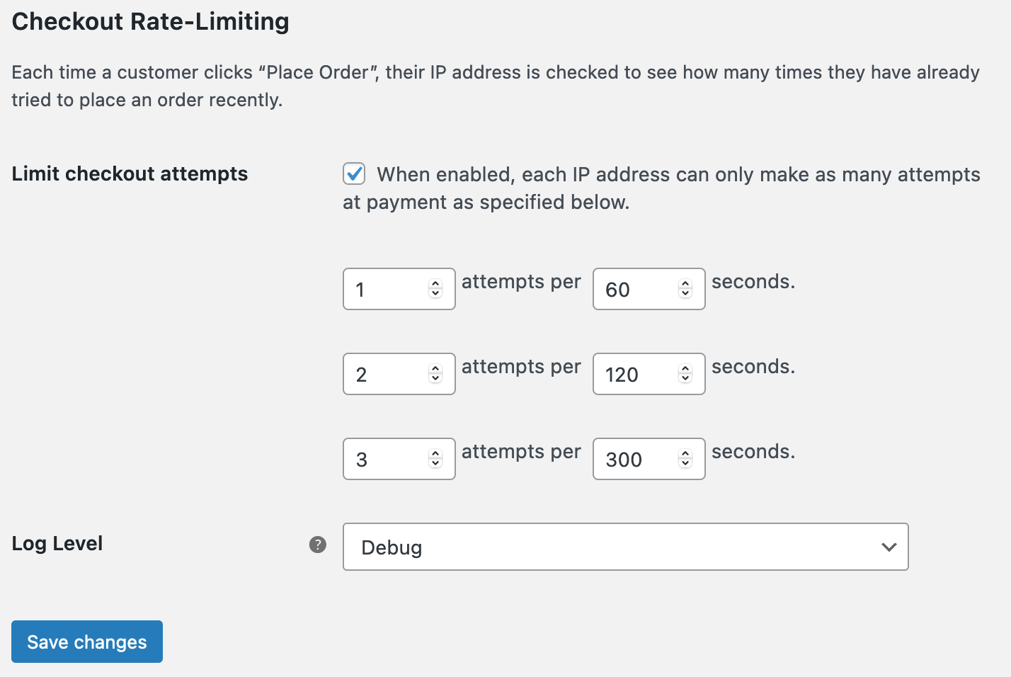 woocommerce checkout rate limiter