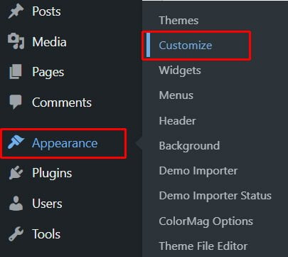 Appearance to Customize How to Change Theme in WordPress